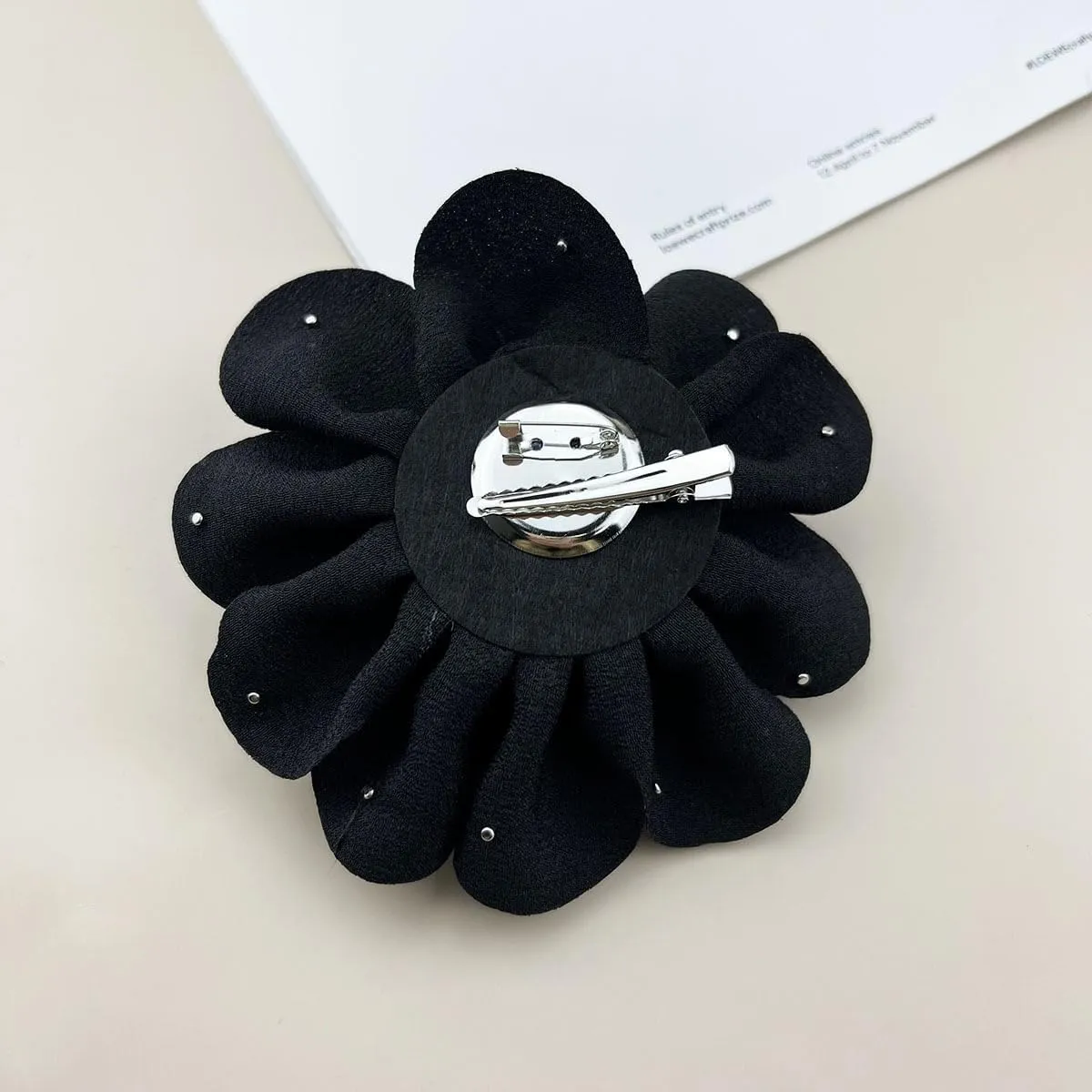 Women's oversized elegant Large flower Pearl Brooch Hairpin Headflower hat accessories suit lapel wedding corsage(5.12in)