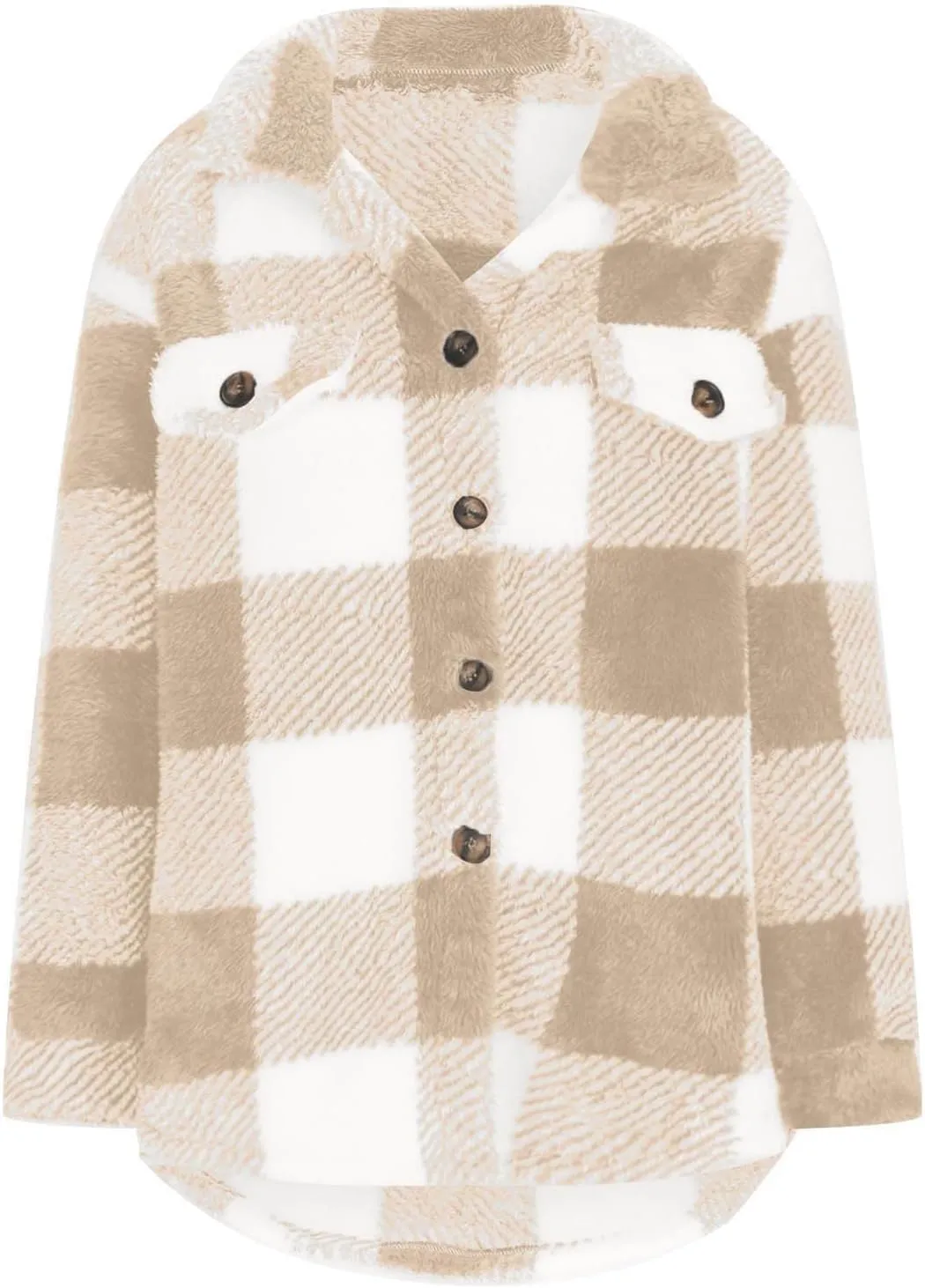 Womens Plaid Flannel Fleece Jackets 2024 Winter Sherpa Shackets Long Sleeve Button Down Coats Shirt Casual Jacket