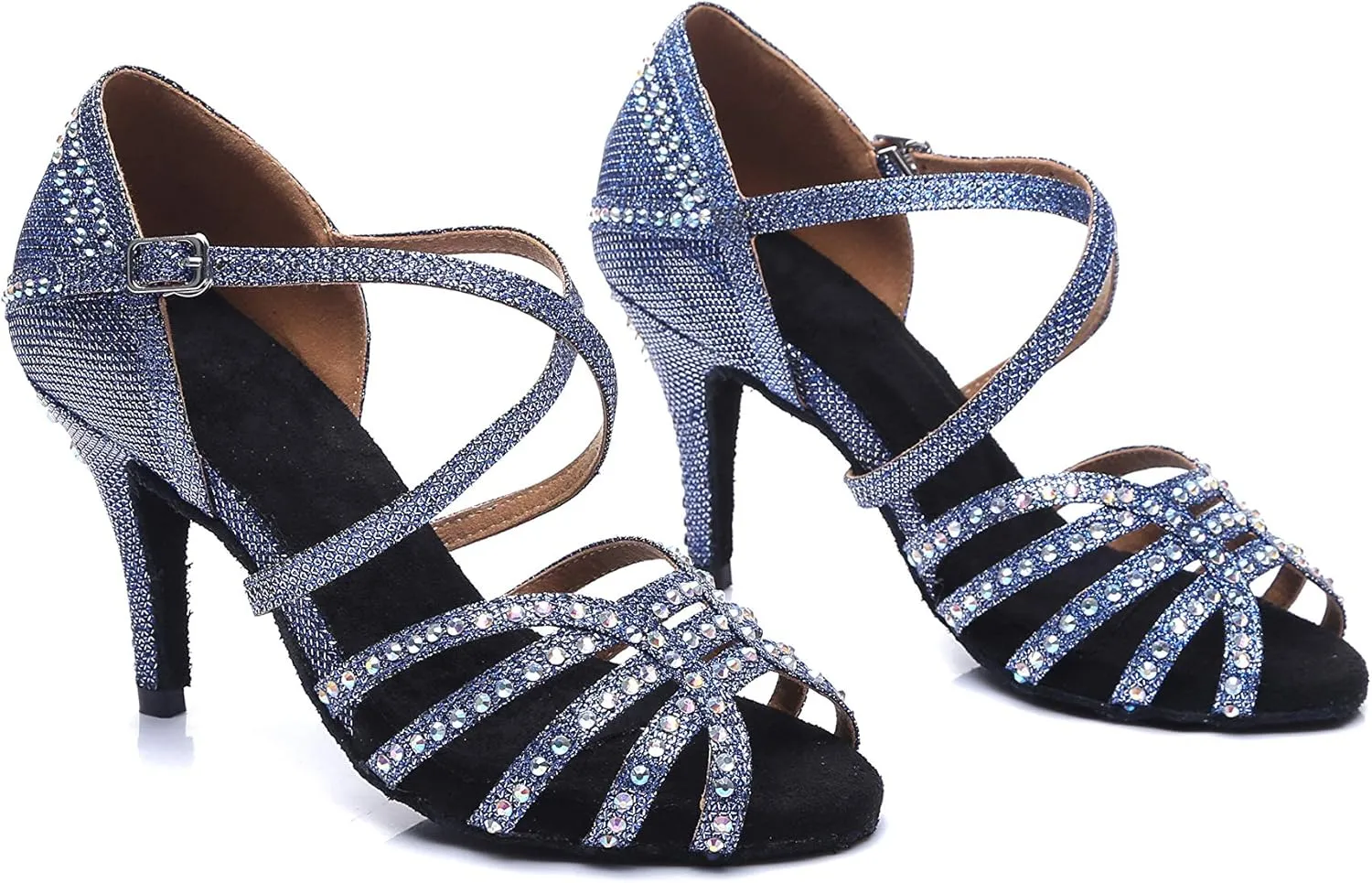 Women's Rhinestone Ballroom Dance Shoes Latin Salsa Performance Wedding Party 1920s Dance Shoes
