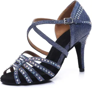 Women's Rhinestone Ballroom Dance Shoes Latin Salsa Performance Wedding Party 1920s Dance Shoes