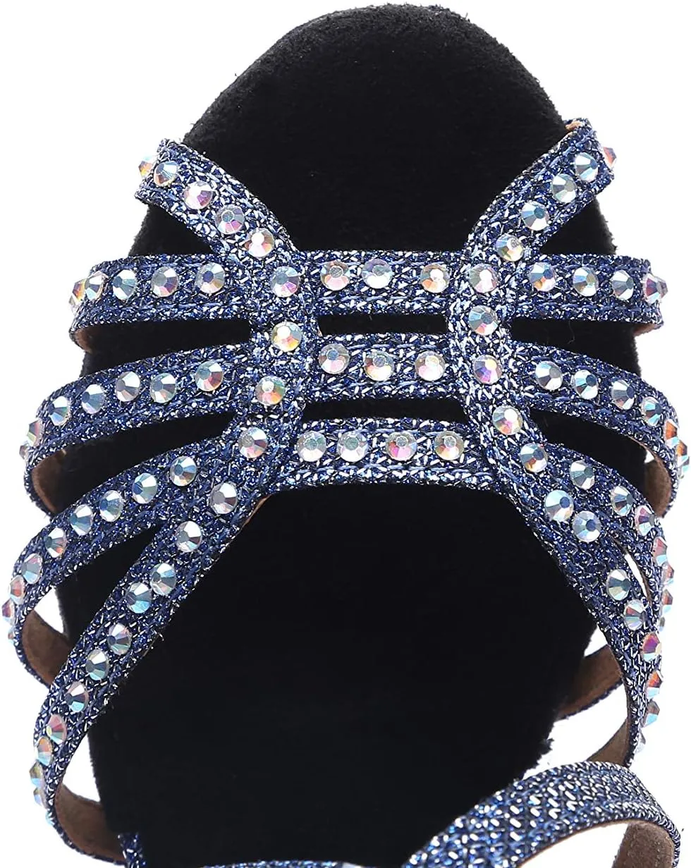 Women's Rhinestone Ballroom Dance Shoes Latin Salsa Performance Wedding Party 1920s Dance Shoes