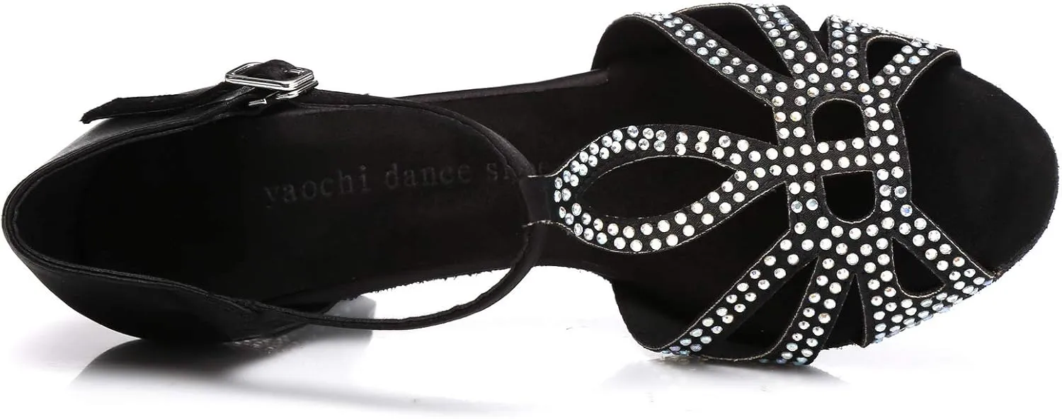 Women's Rhinestone Ballroom Dance Shoes Latin Salsa Performance Wedding Party 1920s Dance Shoes