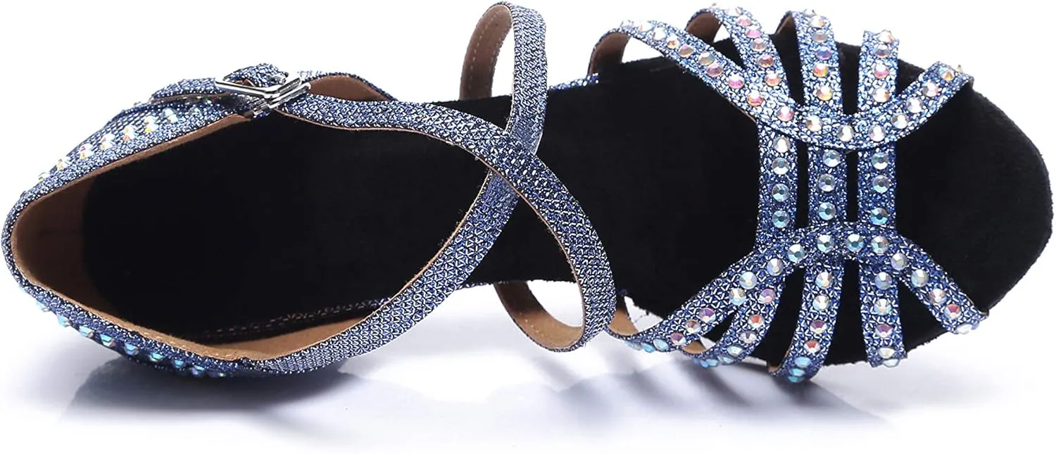 Women's Rhinestone Ballroom Dance Shoes Latin Salsa Performance Wedding Party 1920s Dance Shoes