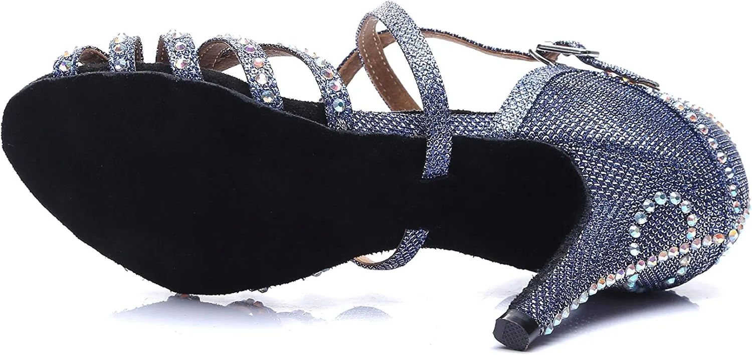Women's Rhinestone Ballroom Dance Shoes Latin Salsa Performance Wedding Party 1920s Dance Shoes