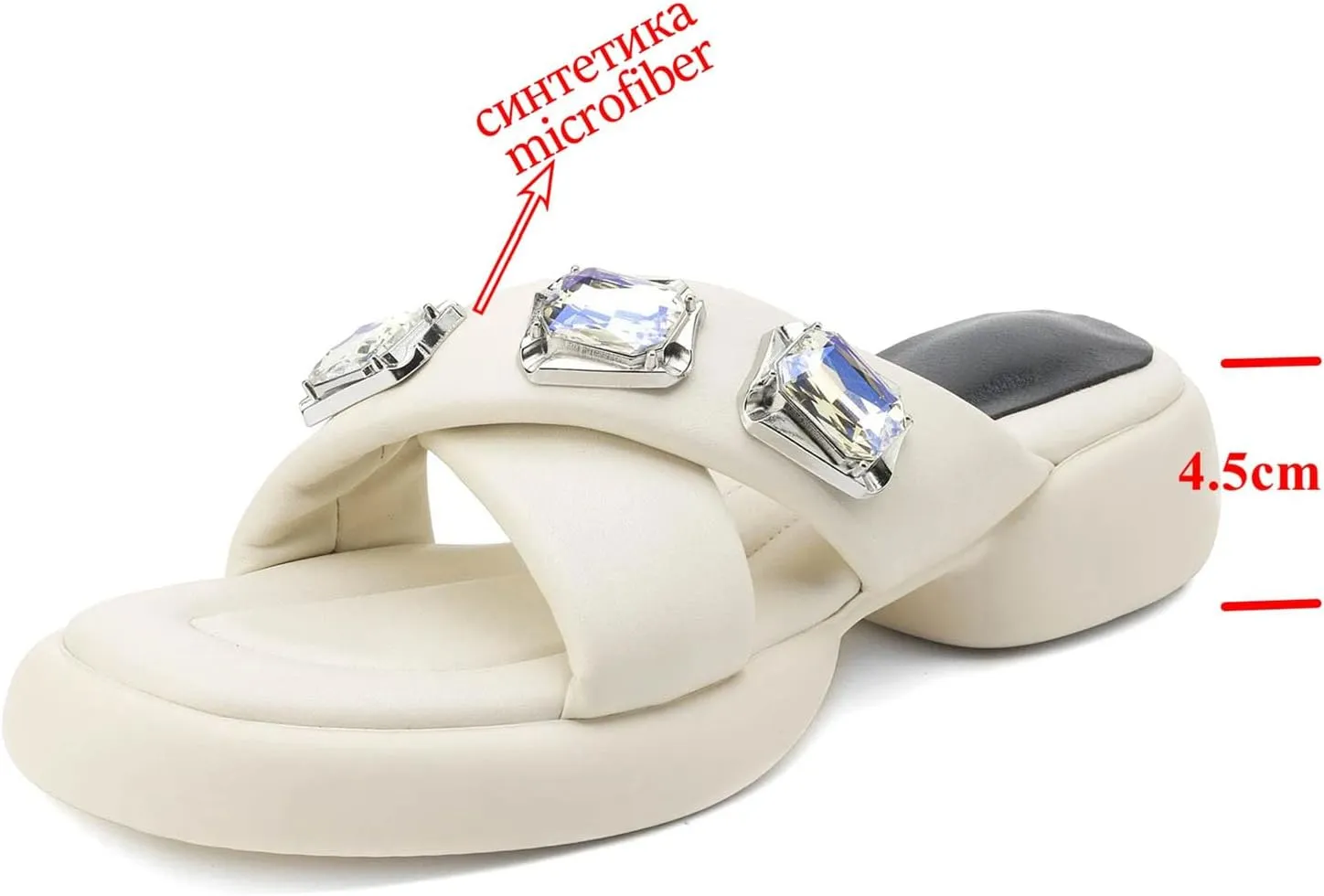 Women's Rhinestone Soft Mules - Med Heels Slingback Summer Dignified elegance Casual Platform