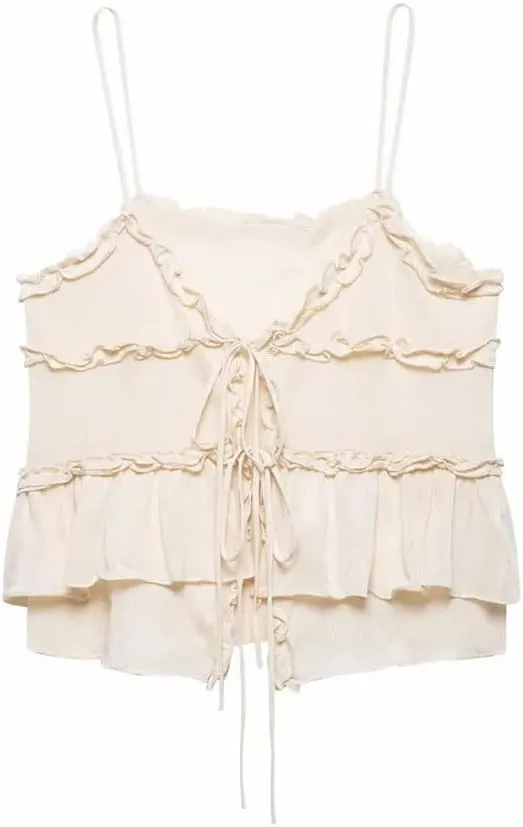 Women's Ruffled Short Sleeveless Camisole Top