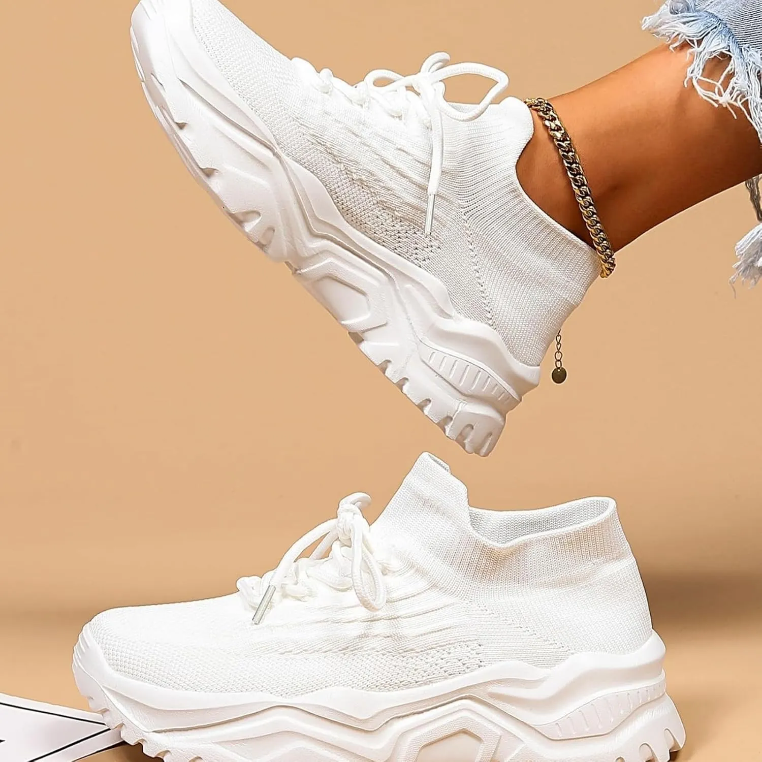 Womens Slip-on Shoes Lightweight Comfortable Sneakers Casual Breathable Walking Shoes Soft Sole Athletic Shoe Non-Slip Running Workout Ankle Socks Sneaker