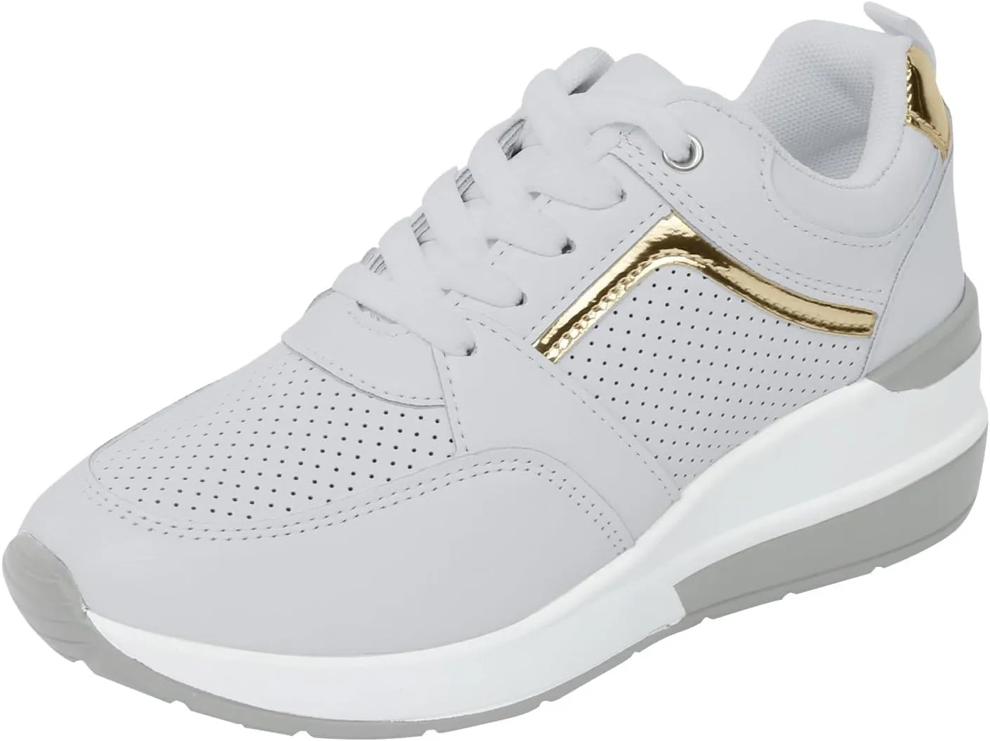 Women's Slip On Sneakers Casual Lace Up Non Slip Tennis Walking Shoes Classic Cutout Low Top Platform Sneakers Active Workout Breathable Hands-Free Comfortable Fashion Shoes