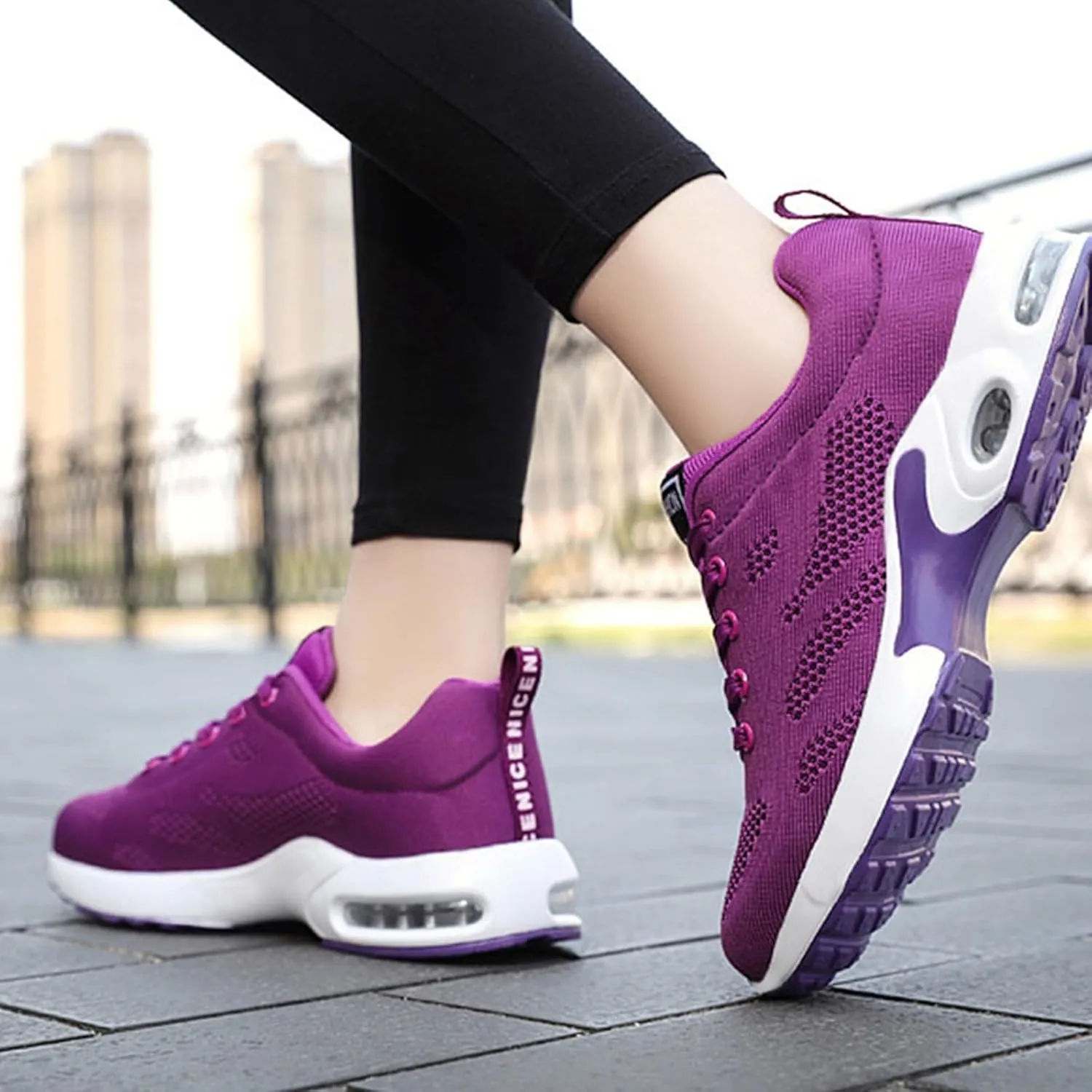 Womens Sneakers Athletic Gym Walking Fashion Sneakers Air Cushion Running Shoe Casual Comfortable Breathable Shoes Lightweight Jogging Sport Sneaker