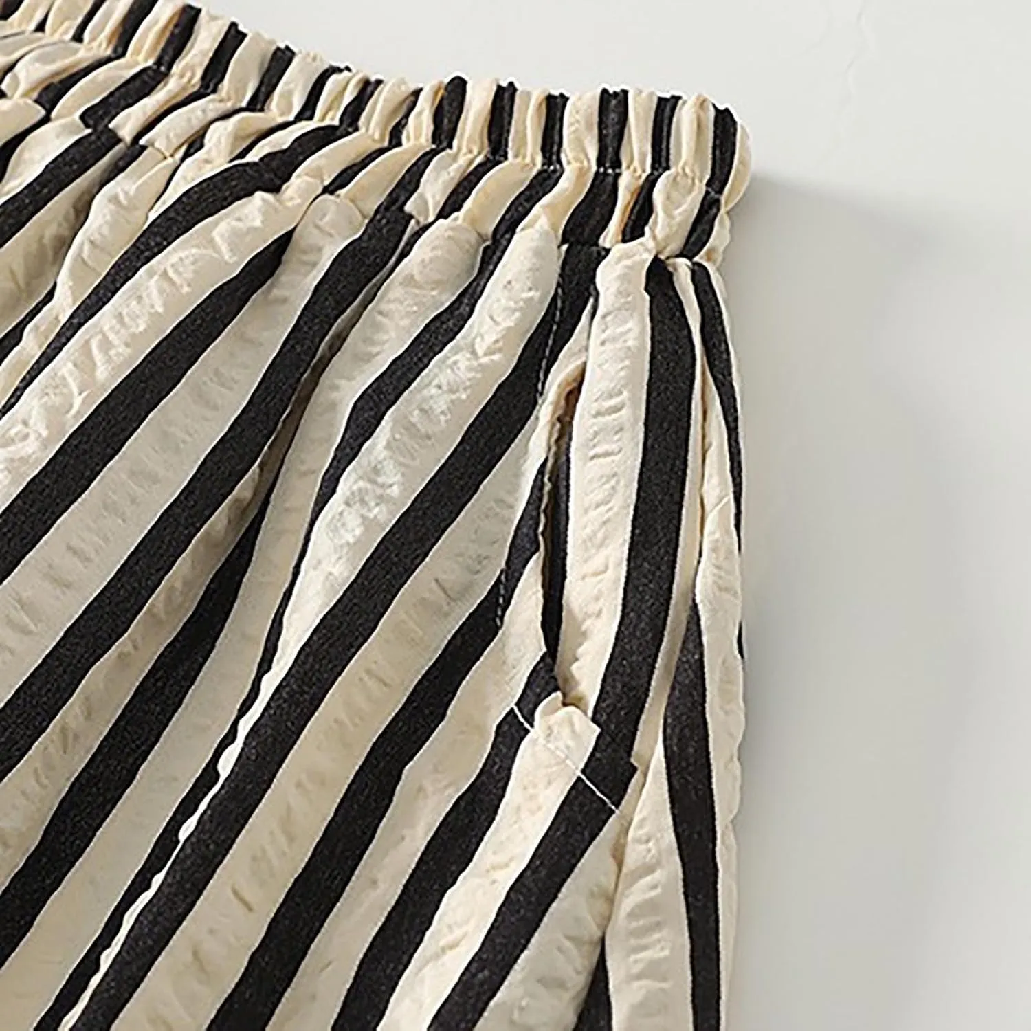 Women's Striped Skirts Elastic Waist Long Flowy Bohemian Cotton Linen Casual Summer Beach Holiday A Line Maxi Skirt