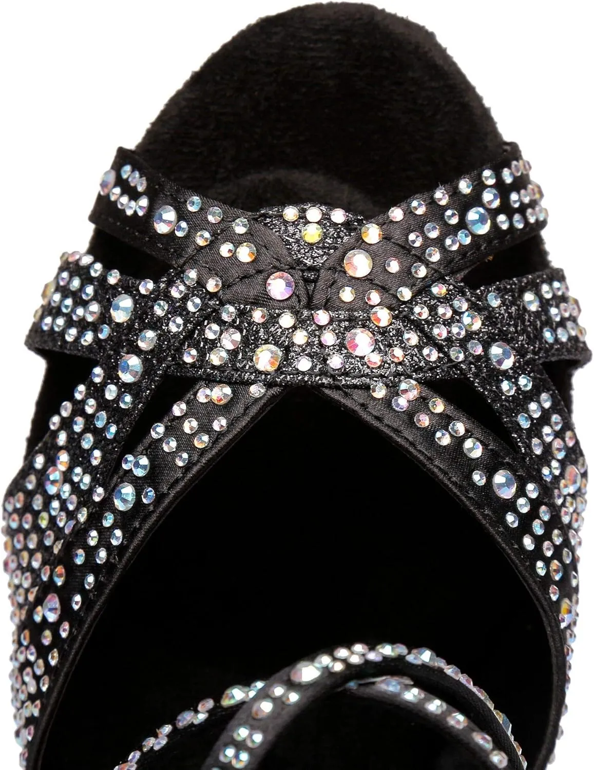 Women's Suede Sole Rhinestone Ballroom Dance Shoes Latin Salsa Glitter Performance Dance Shoes