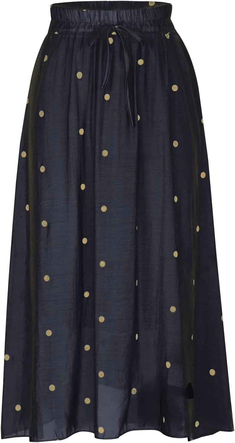 Womens Summer Cotton Linen Skirts Drawstring Elastic Waist Pleated Lightweight Flowy Beach Maxi Skirt