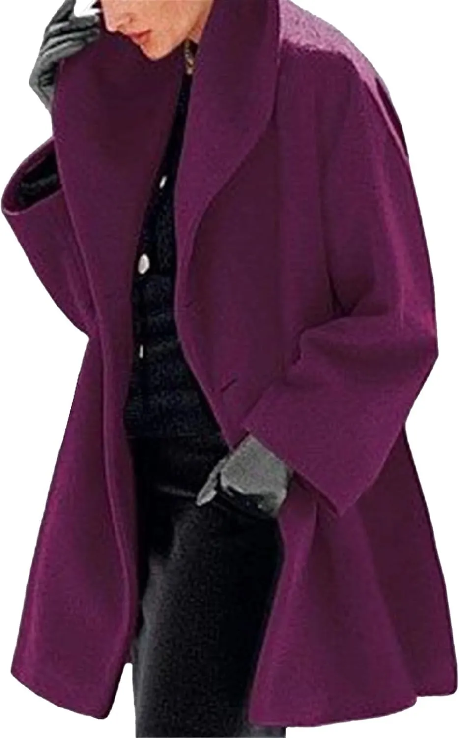 Womens Trench Coat Long Wool Blend Coats Single Breasted Jackets Fall Winter Casual Shawl Collar Overcoat Outerwear