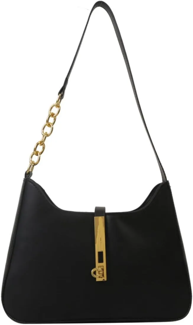 Women's Vegan Leather Shoulder Bag Fashion Handbags Strap with Metal Ring Casual Purse Satchel