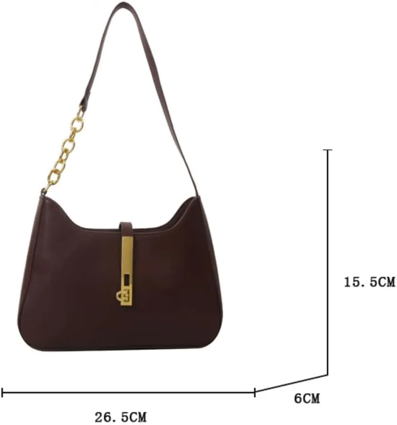 Women's Vegan Leather Shoulder Bag Fashion Handbags Strap with Metal Ring Casual Purse Satchel