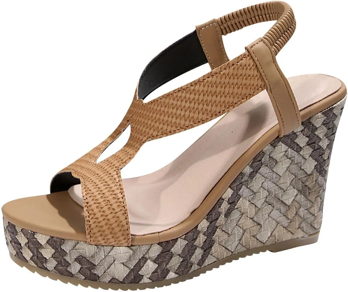 Women's Wedges Sandals Platform Ankle Strap Shoes Open Toe High Heel Espadrilles Wedges Sandals Summer Dressy Comfortable Fishmouth Sandal Breathable Lightweight Wedding Fashion Trendy Footwear