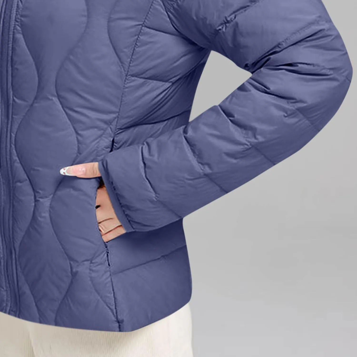 Women's Winter Warm Jacket Fashion Solid Color Stand Collar Long Sleeves Lightweight Down Cotton Parkas Jacket