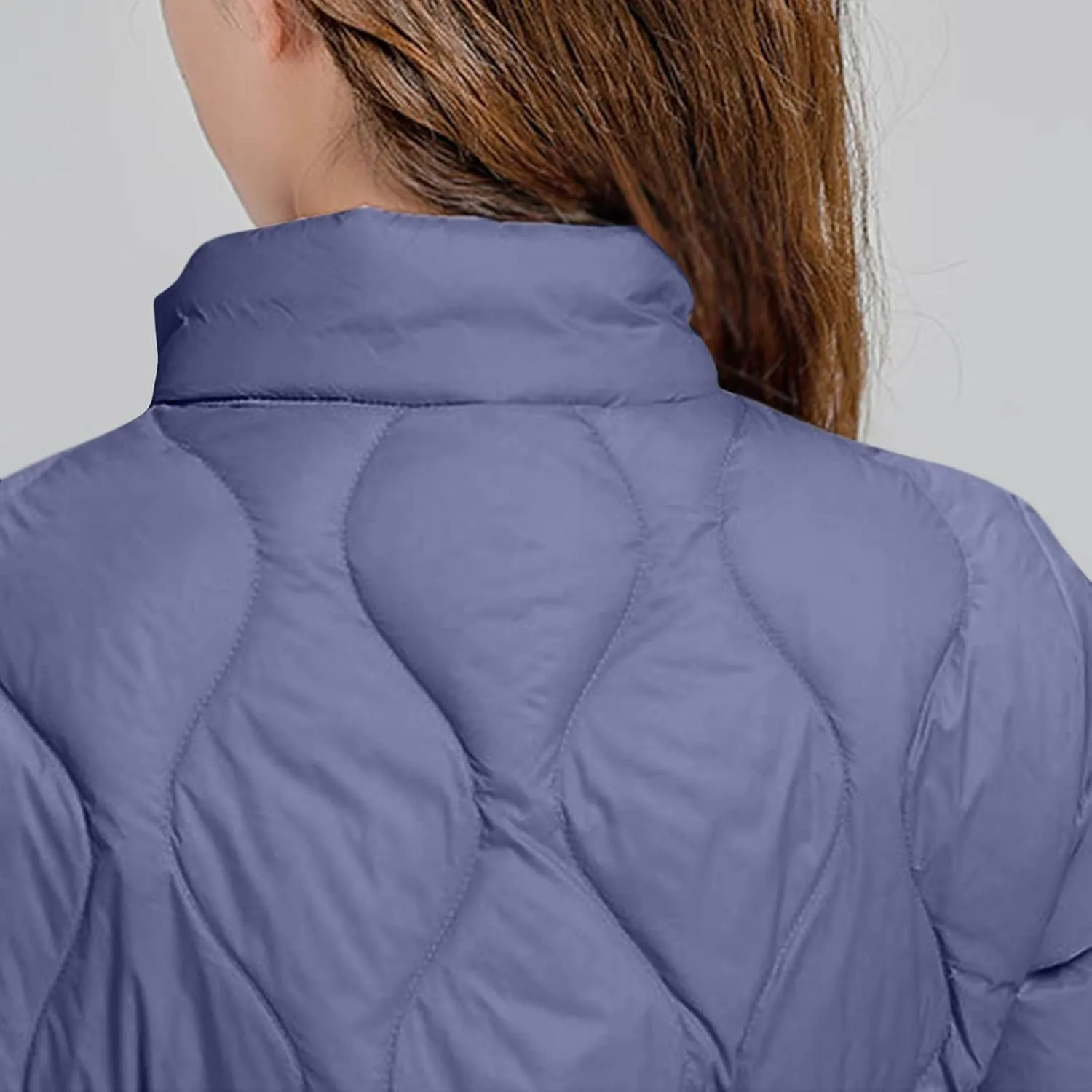 Women's Winter Warm Jacket Fashion Solid Color Stand Collar Long Sleeves Lightweight Down Cotton Parkas Jacket