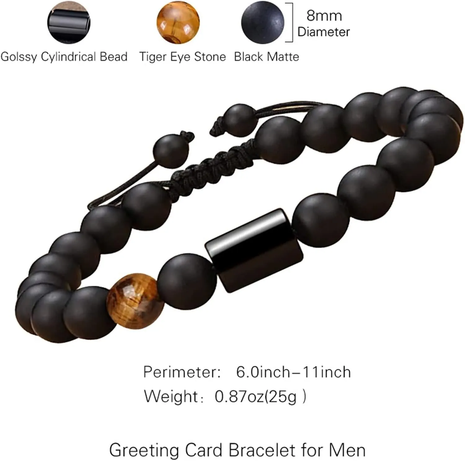 Woven Friendship Bracelets, Love Bracelet Crystal 8mm Natural Stone Adjustable Bead to My Amazing Boyfriend Jewelry Mens