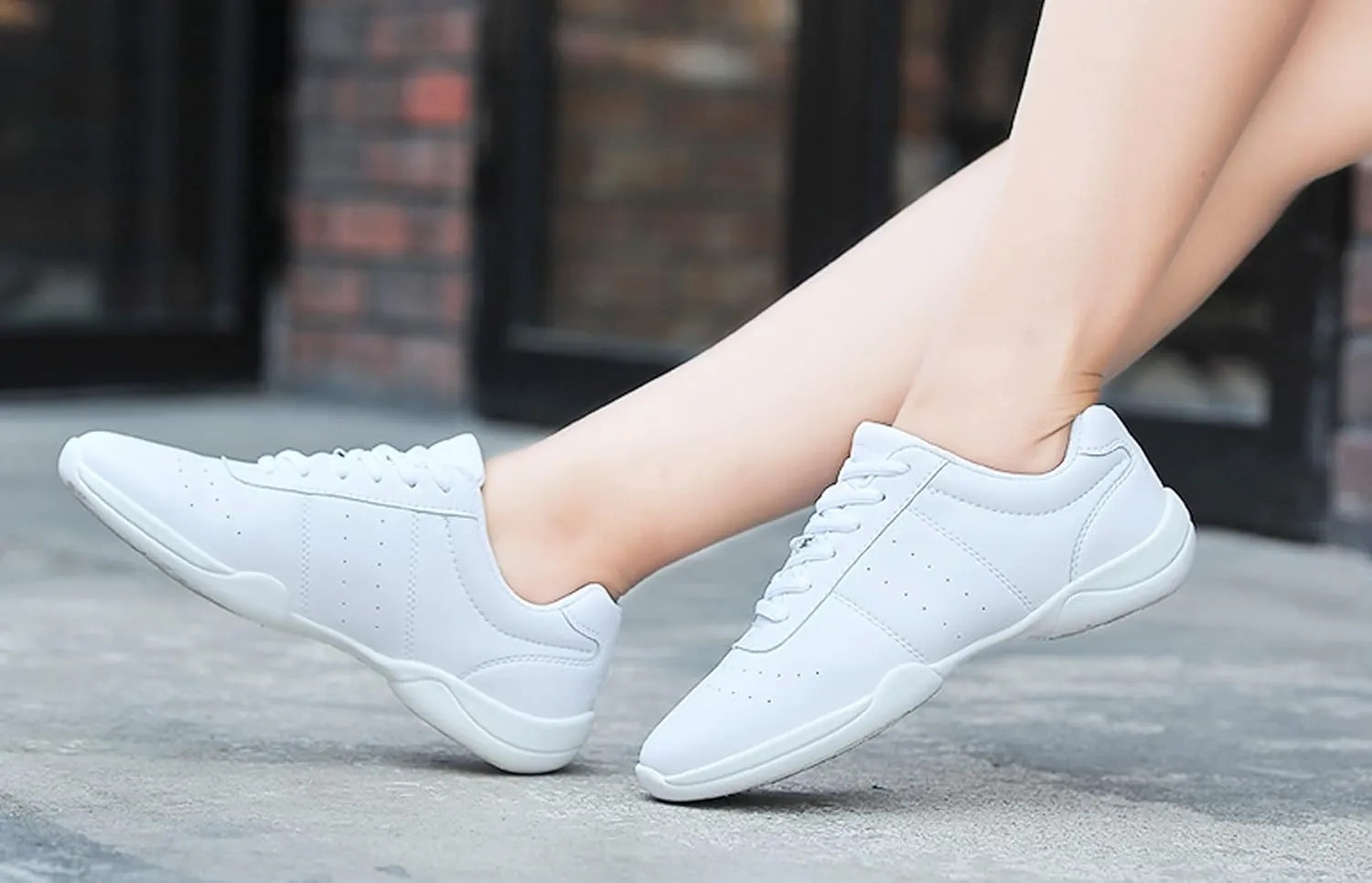 WUIWUIYU Adult Youth Women's White Cheerleading Shoe Sport Dance Training Competition Tennis Sneakers Cheer Shoes