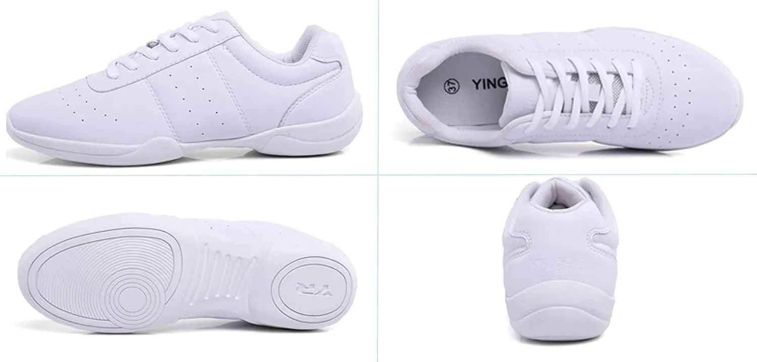 WUIWUIYU Adult Youth Women's White Cheerleading Shoe Sport Dance Training Competition Tennis Sneakers Cheer Shoes