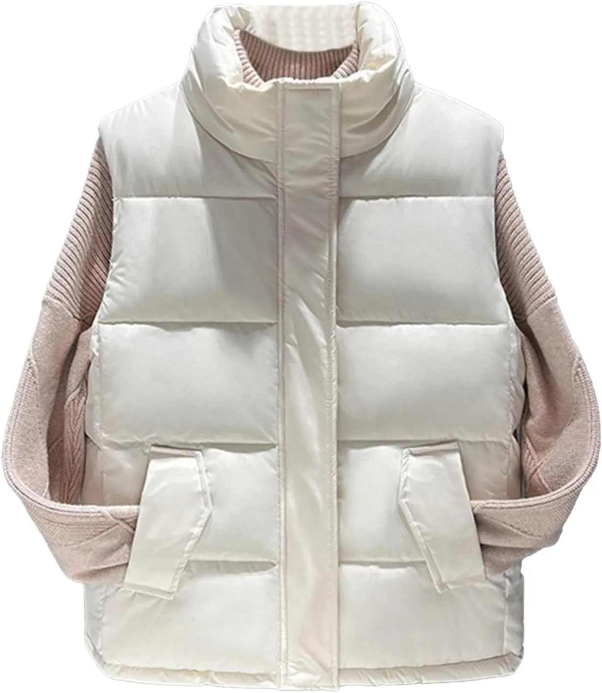 XUNRYAN Winter Jackets for Girls Vests Puffer Jacket Sleeveless Quilted Lightweight Down Coat Cropped Vest Anorak Outwear