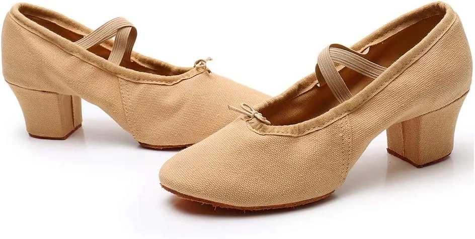 YKXLM Canvas Jazz Slip-On Dance Shoes for Adult Women,Model MFFBJSX