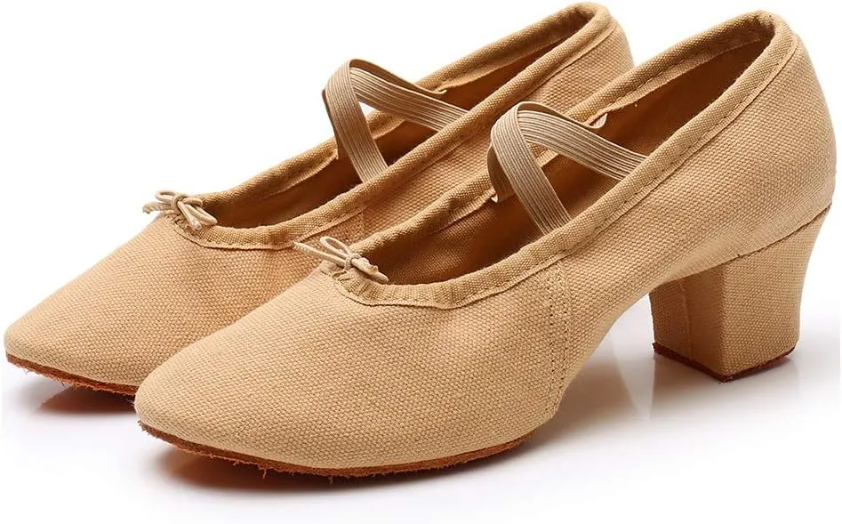 YKXLM Canvas Jazz Slip-On Dance Shoes for Adult Women,Model MFFBJSX