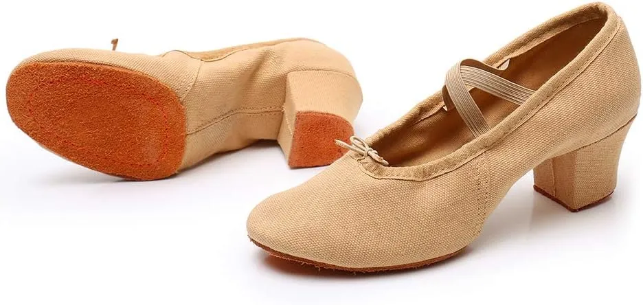 YKXLM Canvas Jazz Slip-On Dance Shoes for Adult Women,Model MFFBJSX