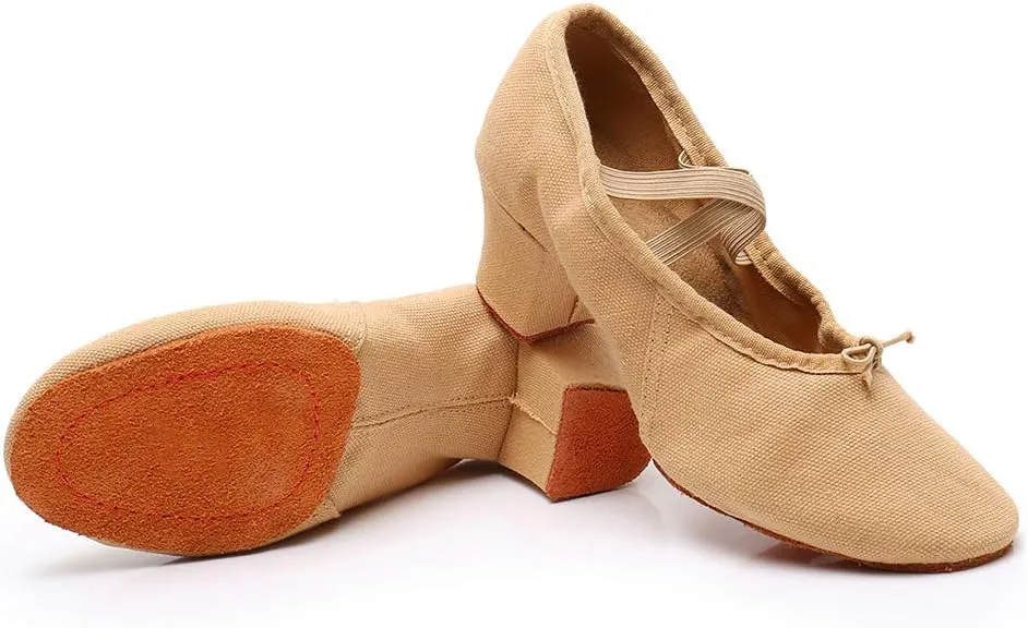 YKXLM Canvas Jazz Slip-On Dance Shoes for Adult Women,Model MFFBJSX