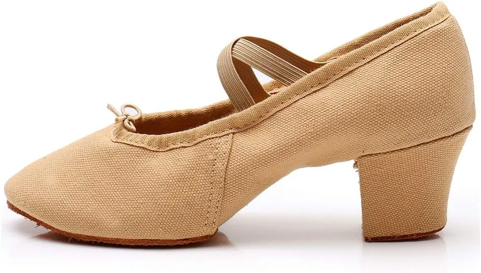 YKXLM Canvas Jazz Slip-On Dance Shoes for Adult Women,Model MFFBJSX