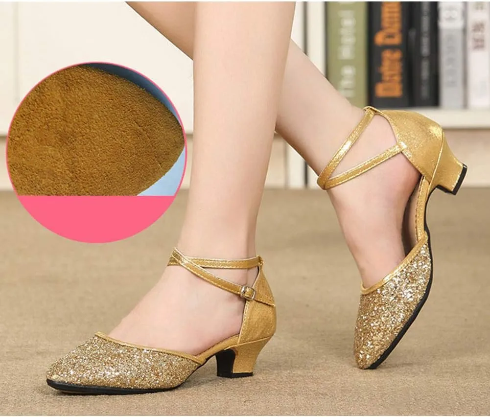 YKXLM Closed Toe Dance Shoes for Women Ballroom Dance Shoes Character Party Prom Dancing Pump,DY225