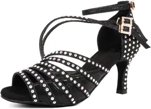 YKXLM Latin Dance Shoes Women Latin Ballroom Dance Shoes Women Performance Social Wedding Dance Shoes,Model AS-7012