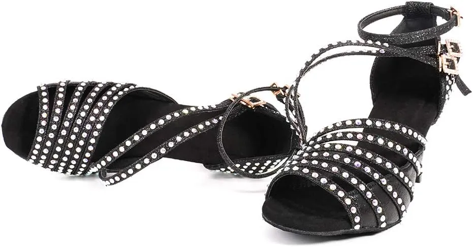 YKXLM Latin Dance Shoes Women Latin Ballroom Dance Shoes Women Performance Social Wedding Dance Shoes,Model AS-7012