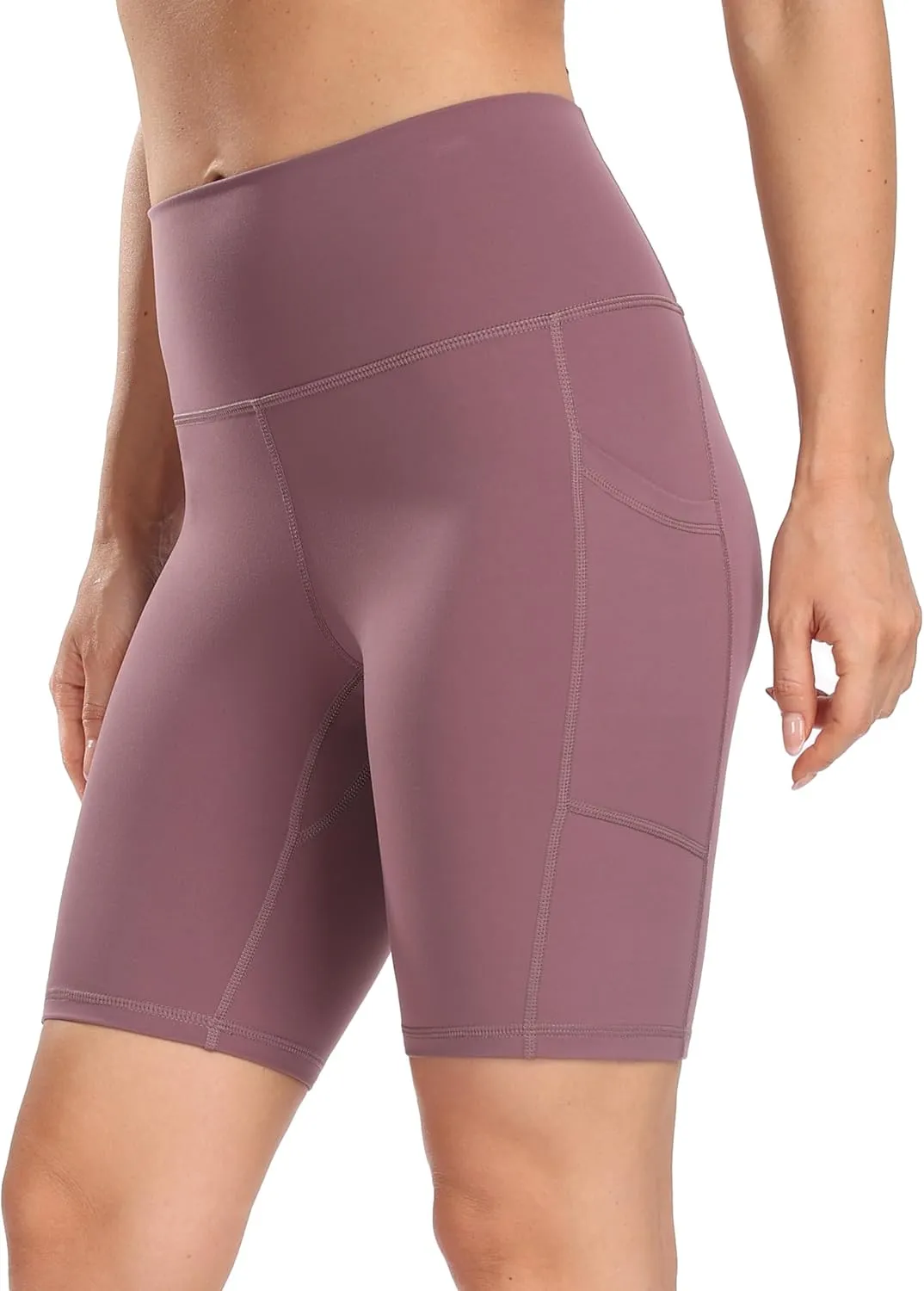 YUNOGA Womens High Waist Biker Shorts with Pockets 6"/8" Yoga Shorts Gym Workout Running Spandex Shorts