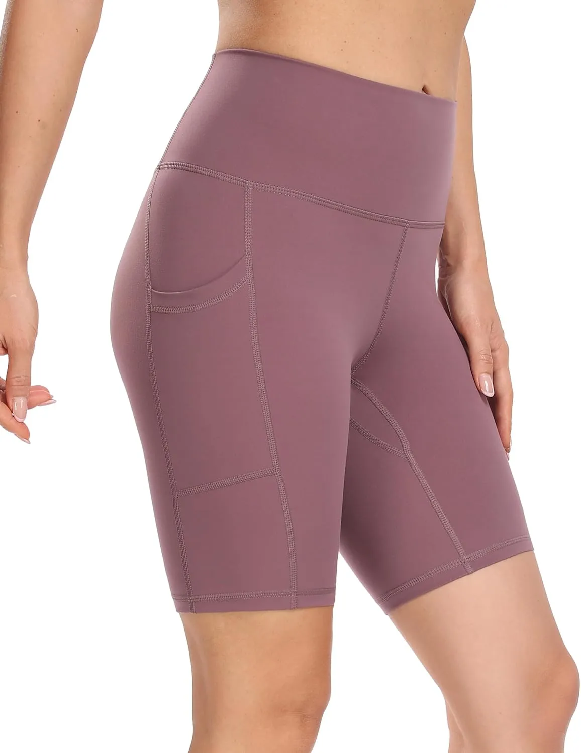YUNOGA Womens High Waist Biker Shorts with Pockets 6"/8" Yoga Shorts Gym Workout Running Spandex Shorts