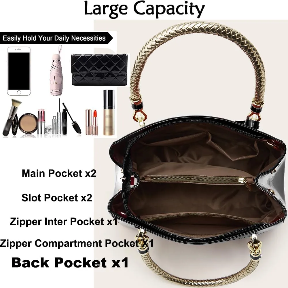 ZiMing Patent Leather Handbags and Purses for Women Evening Bags Satchel Handbag Top Handel Bag Ladies Shoulder Crossbody Bag