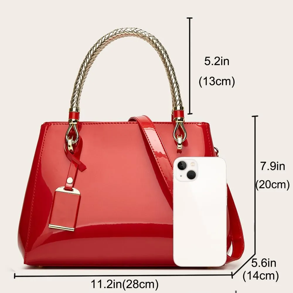 ZiMing Patent Leather Handbags and Purses for Women Evening Bags Satchel Handbag Top Handel Bag Ladies Shoulder Crossbody Bag