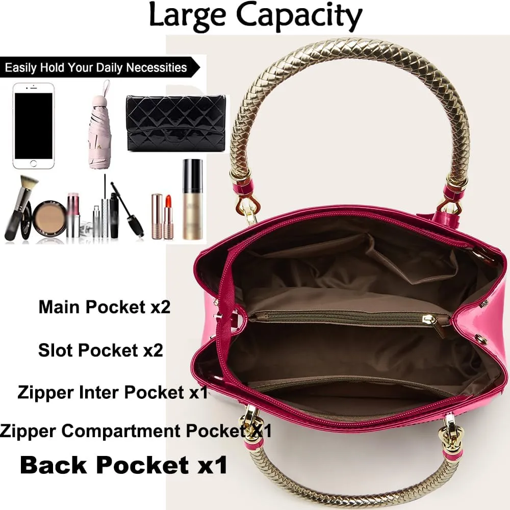 ZiMing Patent Leather Handbags and Purses for Women Evening Bags Satchel Handbag Top Handel Bag Ladies Shoulder Crossbody Bag