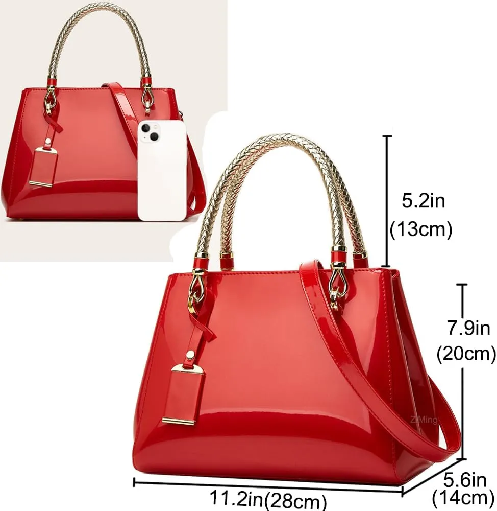 ZiMing Patent Leather Handbags and Purses for Women Evening Bags Satchel Handbag Top Handel Bag Ladies Shoulder Crossbody Bag
